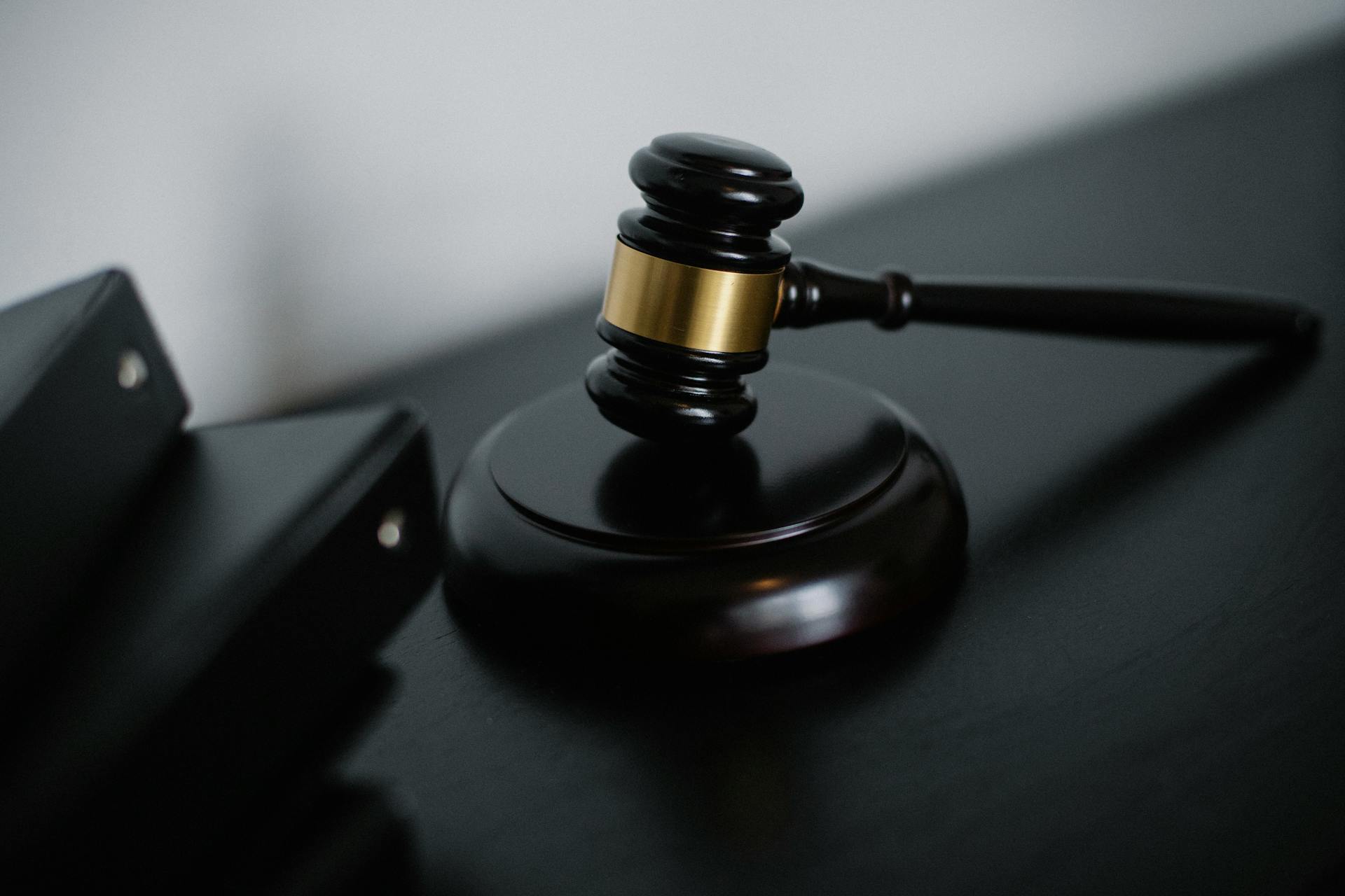 Gavel resting on a sound block